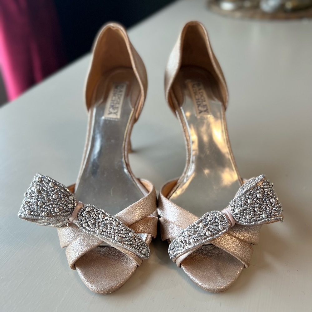 Baffles Mischka beaded peep toe heel